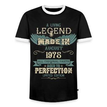 Août 1975 Vintage Anniversaire - T-shirt contrasté Homme - noir/blanc - Devant - AI Model Female 172 light (172cm) & AI Model Male 178 light (178cm)