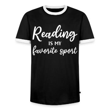 Reading Is My Favorite Sport - Book Lover Book - Männer Kontrast-T-Shirt - Schwarz/Weiß - Vorne - AI Model Female 172 light (172cm) & AI Model Male 178 light (178cm)