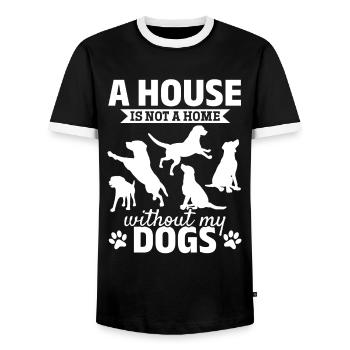 Dog Owner Dog Lover - A House Is Not A Home - Men's Ringer Shirt - black/white - Front - AI Model Female 172 light (172cm) & AI Model Male 178 light (178cm)