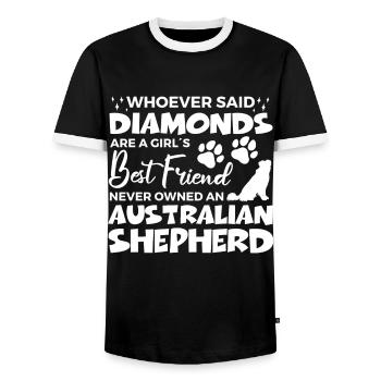Australischer Schäferhund Hundebesitzer Geschenk - Männer Kontrast-T-Shirt - Schwarz/Weiß - Vorne - AI Model Female 172 light (172cm) & AI Model Male 178 light (178cm)