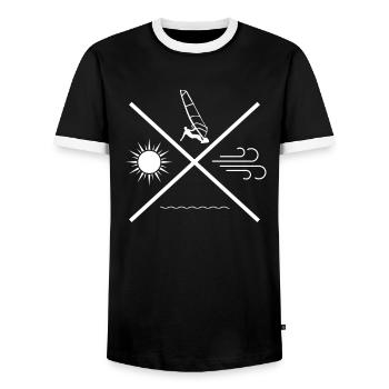 Windsurfer Windurfen Windsurfing Dicton - T-shirt contrasté Homme - noir/blanc - Devant - AI Model Female 172 light (172cm) & AI Model Male 178 light (178cm)