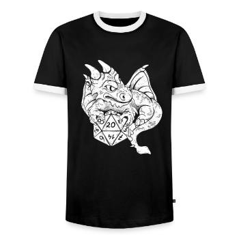 RPG Dragon Dice Gaming Role Player - Men's Ringer Shirt - black/white - Front - AI Model Female 172 light (172cm) & AI Model Male 178 light (178cm)