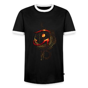 Eye of Ra Cosmic Sacred Geometry Spiritual - Men's Ringer Shirt - black/white - Front - AI Model Female 172 light (172cm) & AI Model Male 178 light (178cm)