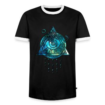 Géométrie Sacrée Cosmos Symbole Wicca Spirituel - T-shirt contrasté Homme - noir/blanc - Devant - AI Model Female 172 light (172cm) & AI Model Male 178 light (178cm)