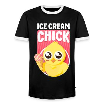 Crème glacée Cône de poulet Crème glacée - T-shirt contrasté Homme - noir/blanc - Devant - AI Model Female 172 light (172cm) & AI Model Male 178 light (178cm)