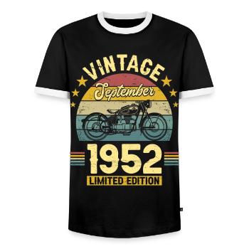 Vintage Septembre 1952 70 Ans Anniversaire - T-shirt contrasté Homme - noir/blanc - Devant - AI Model Female 172 light (172cm) & AI Model Male 178 light (178cm)