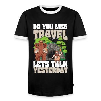 Do You Like Travel Lets Talk Yesterday - Männer Kontrast-T-Shirt - Schwarz/Weiß - Vorne - AI Model Female 172 light (172cm) & AI Model Male 178 light (178cm)