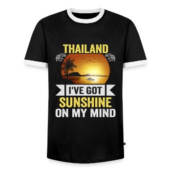 Thaïlande Beach Holiday by the Sea Design Beach Motif - T-shirt contrasté Homme - noir/blanc - Devant - AI Model Female 172 light (172cm) & AI Model Male 178 light (178cm)