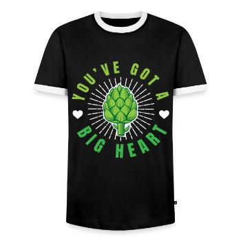 You Have Got A Big Heart Artischocken - Männer Kontrast-T-Shirt - Schwarz/Weiß - Vorne - AI Model Female 172 light (172cm) & AI Model Male 178 light (178cm)