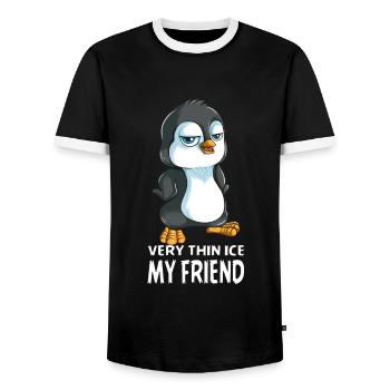Très mince Glace mon ami Empereur Pingouin Cadeau - T-shirt contrasté Homme - noir/blanc - Devant - AI Model Female 172 light (172cm) & AI Model Male 178 light (178cm)