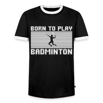 badminton - Men's Ringer Shirt - black/white - Front - AI Model Female 172 light (172cm) & AI Model Male 178 light (178cm)