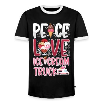 Crème glacée Camion de crème glacée Van Cone - T-shirt contrasté Homme - noir/blanc - Devant - AI Model Female 172 light (172cm) & AI Model Male 178 light (178cm)