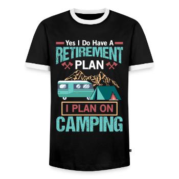 Plan de retraite - Cadeau camping-car - T-shirt contrasté Homme - noir/blanc - Devant - AI Model Female 172 light (172cm) & AI Model Male 178 light (178cm)