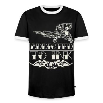 Tattoo Addict Tattoo Artist Quote Tattoo Artist - Men's Ringer Shirt - black/white - Front - AI Model Female 172 light (172cm) & AI Model Male 178 light (178cm)