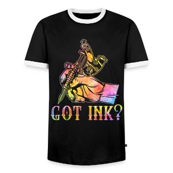 Tattoo Lovers Tattoo Artist Tattoo Artist - Men's Ringer Shirt - black/white - Front - AI Model Female 172 light (172cm) & AI Model Male 178 light (178cm)