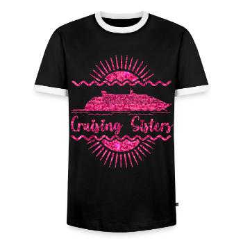 Cruise Sisters Funny Girls Holiday - Men's Ringer Shirt - black/white - Front - AI Model Female 172 light (172cm) & AI Model Male 178 light (178cm)