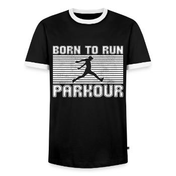 Parkour - Männer Kontrast-T-Shirt - Schwarz/Weiß - Vorne - AI Model Female 172 light (172cm) & AI Model Male 178 light (178cm)