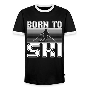 Ski - Men's Ringer Shirt - black/white - Front - AI Model Female 172 light (172cm) & AI Model Male 178 light (178cm)