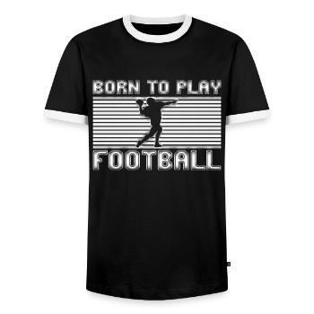 football rugby - Men's Ringer Shirt - black/white - Front - AI Model Female 172 light (172cm) & AI Model Male 178 light (178cm)