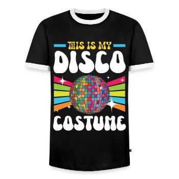 This Is My Disco Costume Halloween 70s Party - Men's Ringer Shirt - black/white - Front - AI Model Female 172 light (172cm) & AI Model Male 178 light (178cm)