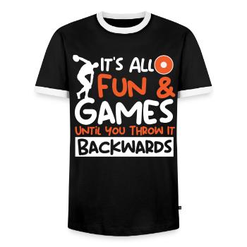 Tout est amusant et les jeux jusqu’à ce que je le jette à l’envers - T-shirt contrasté Homme - noir/blanc - Devant - AI Model Female 172 light (172cm) & AI Model Male 178 light (178cm)