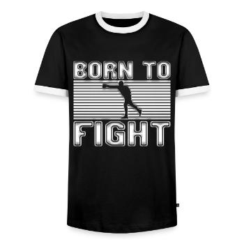 Boxing - Men's Ringer Shirt - black/white - Front - AI Model Female 172 light (172cm) & AI Model Male 178 light (178cm)