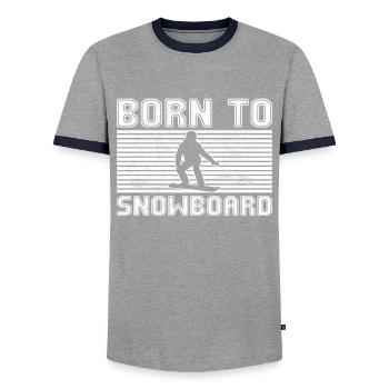Snowboarden - Männer Kontrast-T-Shirt - Grau/Navy  - Vorne - AI Model Female 172 light (172cm) & AI Model Male 178 light (178cm)