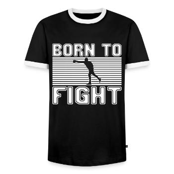 Boxing - Men's Ringer Shirt - black/white - Front - AI Model Female 172 light (172cm) & AI Model Male 178 light (178cm)