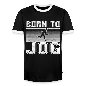 Jogging Running - Men's Ringer Shirt - black/white - Front - AI Model Female 172 light (172cm) & AI Model Male 178 light (178cm)