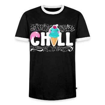 Ice Cream Cone Chill - Men's Ringer Shirt - black/white - Front - AI Model Female 172 light (172cm) & AI Model Male 178 light (178cm)