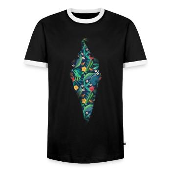Crème glacée Fleur florale tropicale - T-shirt contrasté Homme - noir/blanc - Devant - AI Model Female 172 light (172cm) & AI Model Male 178 light (178cm)
