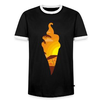 Ice Cream Sunset Beach Cone - Männer Kontrast-T-Shirt - Schwarz/Weiß - Vorne - AI Model Female 172 light (172cm) & AI Model Male 178 light (178cm)