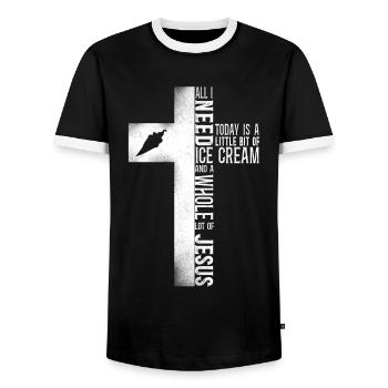 Crème glacée Jésus Christian Cross - T-shirt contrasté Homme - noir/blanc - Devant - AI Model Female 172 light (172cm) & AI Model Male 178 light (178cm)