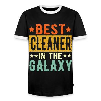 Best Cleaner ever Cleaner Gift - Men's Ringer Shirt - black/white - Front - AI Model Female 172 light (172cm) & AI Model Male 178 light (178cm)