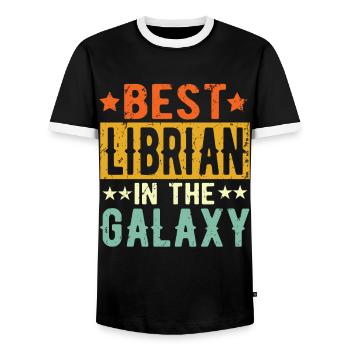 Meilleur bibliothécaire de tous les temps - T-shirt contrasté Homme - noir/blanc - Devant - AI Model Female 172 light (172cm) & AI Model Male 178 light (178cm)