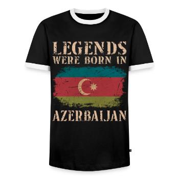 Vintage -Design Aserbaidschan Flagge - Männer Kontrast-T-Shirt - Schwarz/Weiß - Vorne - AI Model Female 172 light (172cm) & AI Model Male 178 light (178cm)