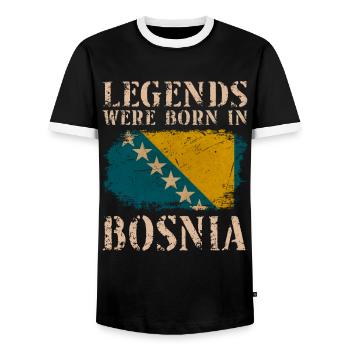 Vintage Design Bosnian Flag Bosnia - Men's Ringer Shirt - black/white - Front - AI Model Female 172 light (172cm) & AI Model Male 178 light (178cm)