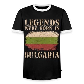 Vintage Design Bulgarian Flag Bulgaria - Men's Ringer Shirt - black/white - Front - AI Model Female 172 light (172cm) & AI Model Male 178 light (178cm)