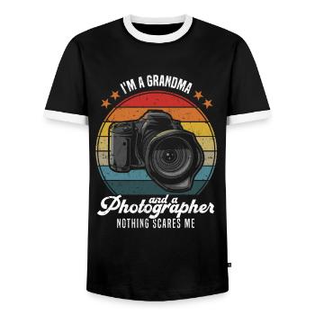 Fotografie Ich bin ein Opa und ein Fotograf Opa - Männer Kontrast-T-Shirt - Schwarz/Weiß - Vorne - AI Model Female 172 light (172cm) & AI Model Male 178 light (178cm)