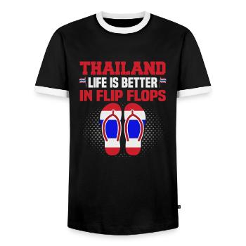 Thaïlande Beach Holiday by the Sea Design Beach Motif - T-shirt contrasté Homme - noir/blanc - Devant - AI Model Female 172 light (172cm) & AI Model Male 178 light (178cm)