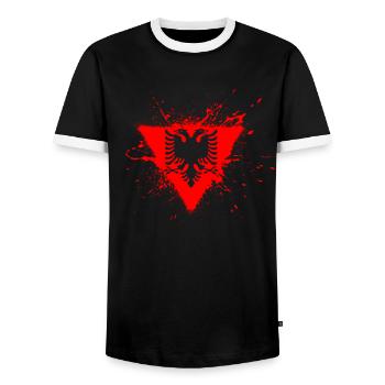 Albanian Eagle Kosovo Designs for Albanians - Men's Ringer Shirt - black/white - Front - AI Model Female 172 light (172cm) & AI Model Male 178 light (178cm)