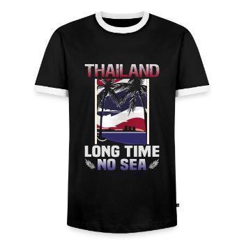 Thaïlande Beach Holiday by the Sea Design Beach Motif - T-shirt contrasté Homme - noir/blanc - Devant - AI Model Female 172 light (172cm) & AI Model Male 178 light (178cm)