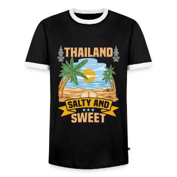 Thaïlande Beach Holiday by the Sea Design Beach Motif - T-shirt contrasté Homme - noir/blanc - Devant - AI Model Female 172 light (172cm) & AI Model Male 178 light (178cm)