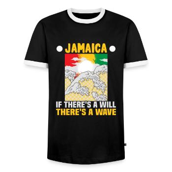 Jamaika Strandurlaub am Meer Design Strandmotiv - Männer Kontrast-T-Shirt - Schwarz/Weiß - Vorne - AI Model Female 172 light (172cm) & AI Model Male 178 light (178cm)