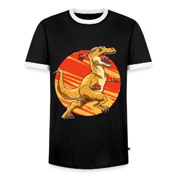 Brachiosaurus Dinosaurier Astronaut Dino Langhals - Männer Kontrast-T-Shirt - Schwarz/Weiß - Vorne - AI Model Female 172 light (172cm) & AI Model Male 178 light (178cm)