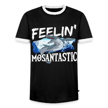Feelin' Mosantastic Mosasaurus Prehistoric - Männer Kontrast-T-Shirt - Schwarz/Weiß - Vorne - AI Model Female 172 light (172cm) & AI Model Male 178 light (178cm)