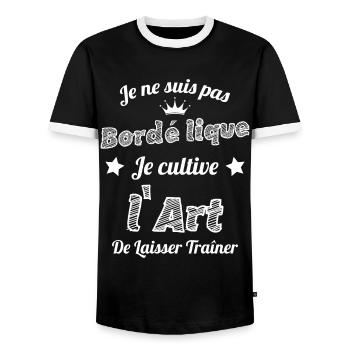 Pas Bordélique l'art De Laisser Traîner Humour - T-shirt contrasté Homme - noir/blanc - Devant - AI Model Female 172 light (172cm) & AI Model Male 178 light (178cm)