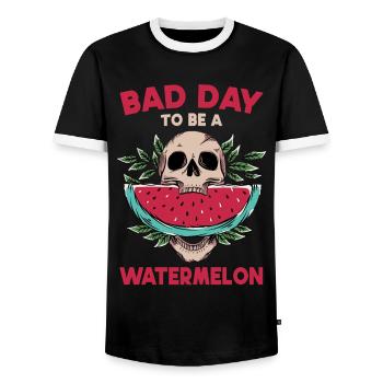 Bad Day To Be A Watermelon - Men's Ringer Shirt - black/white - Front - AI Model Female 172 light (172cm) & AI Model Male 178 light (178cm)
