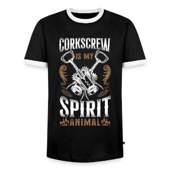 Dégustation de vin de sommelier - T-shirt contrasté Homme - noir/blanc - Devant - AI Model Female 172 light (172cm) & AI Model Male 178 light (178cm)