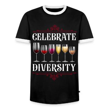 Sommelier Wine Drinking Tasting - Männer Kontrast-T-Shirt - Schwarz/Weiß - Vorne - AI Model Female 172 light (172cm) & AI Model Male 178 light (178cm)